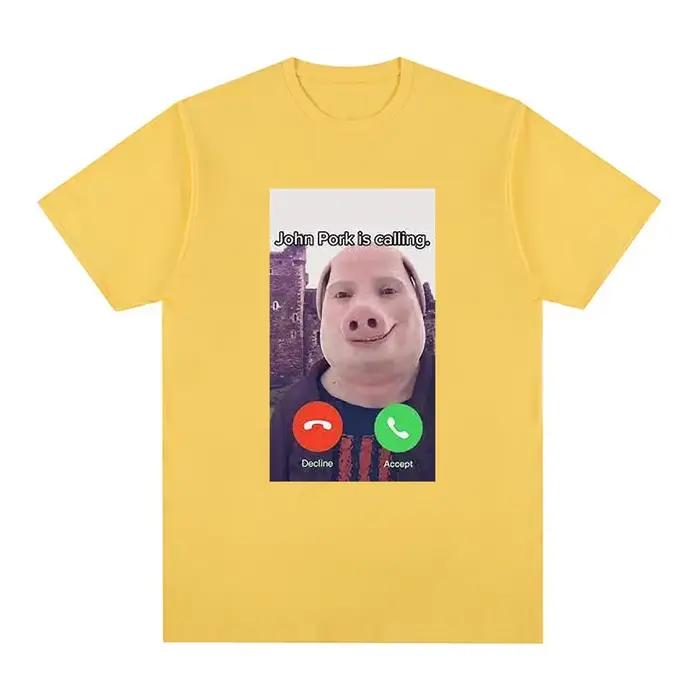 John Pork appelle réponse appel téléphone T-Shirt Humor drôle cochon amant graphique T-Shirt haut Streetwear mode à manches courtes tenue cadeau