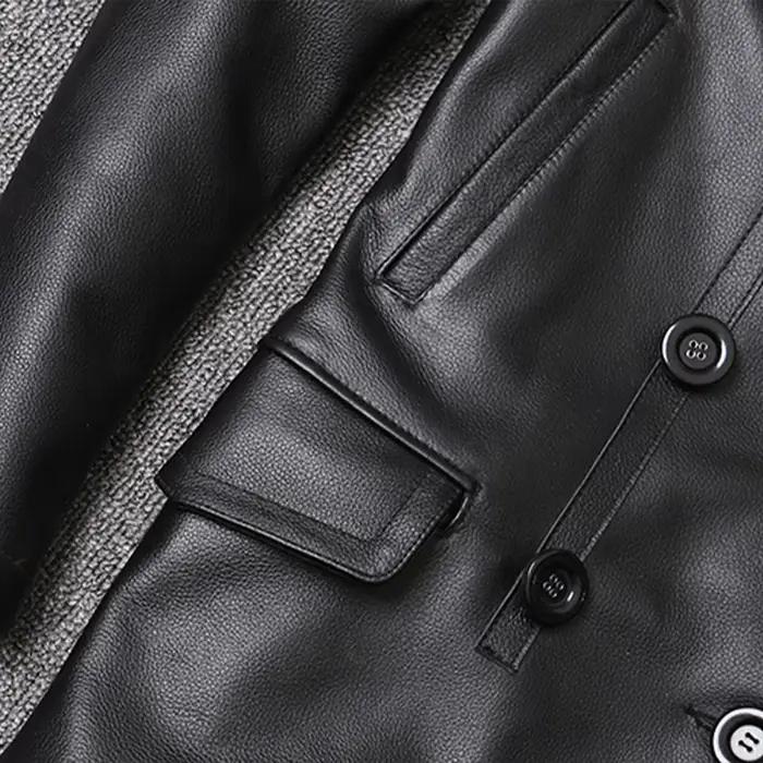 Veste en cuir véritable pour homme