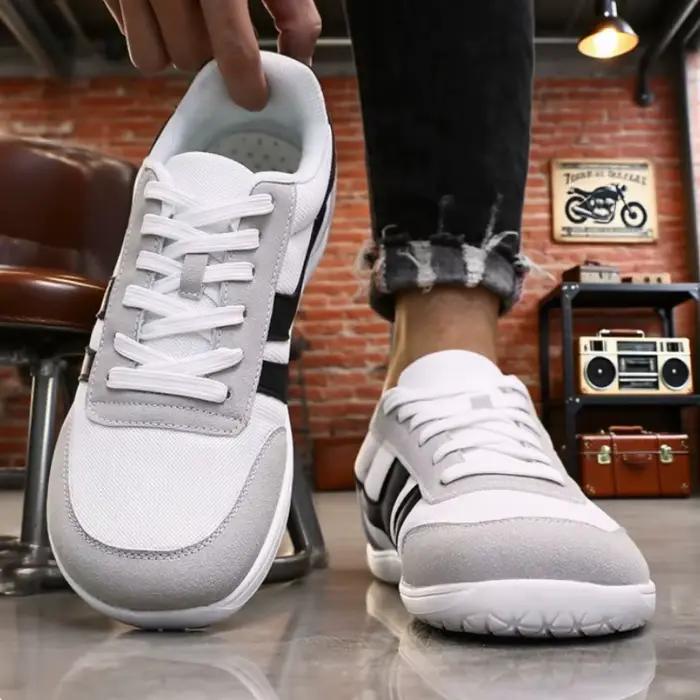 Hommes larges pieds nus chaussures minimaliste respirant confortable chaussure de marche à la mode léger sans lacet doux homme Trail baskets