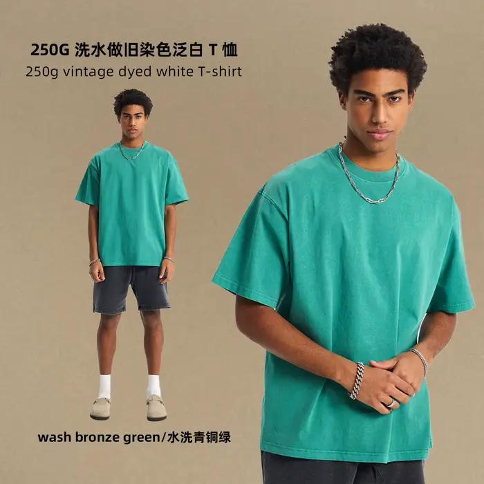 Hommes 100% coton Vintage T-Shirt ensemble court été haute rue décontracté Sweatshort survêtement coupe ample français Terry lavé uniforme