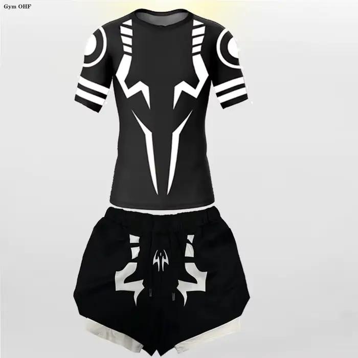 Jujutsu Kaisen Anime Compression t-shirt costumes hommes 2 en 1 Shorts Sport course Jogging gymnastique survêtement