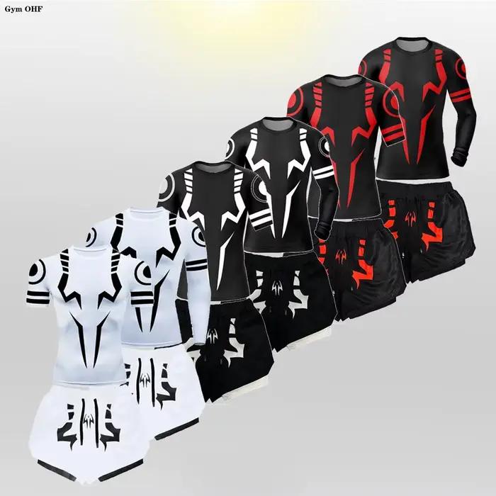 Jujutsu Kaisen Anime Compression t-shirt costumes hommes 2 en 1 Shorts Sport course Jogging gymnastique survêtement