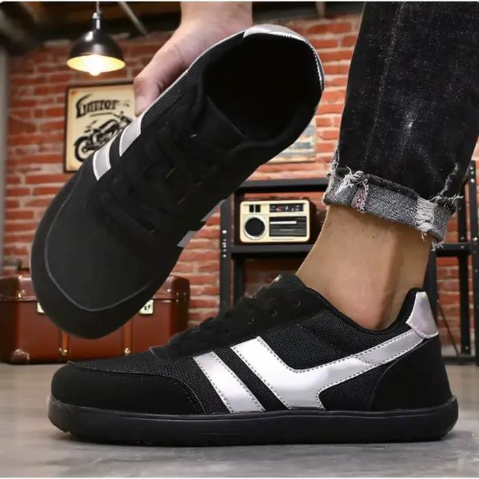 Hommes larges pieds nus chaussures minimaliste respirant confortable chaussure de marche à la mode léger sans lacet doux homme Trail baskets