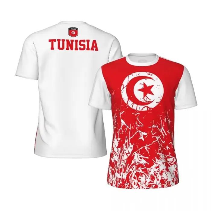 T-shirt de football avec drapeau tunisien pour hommes