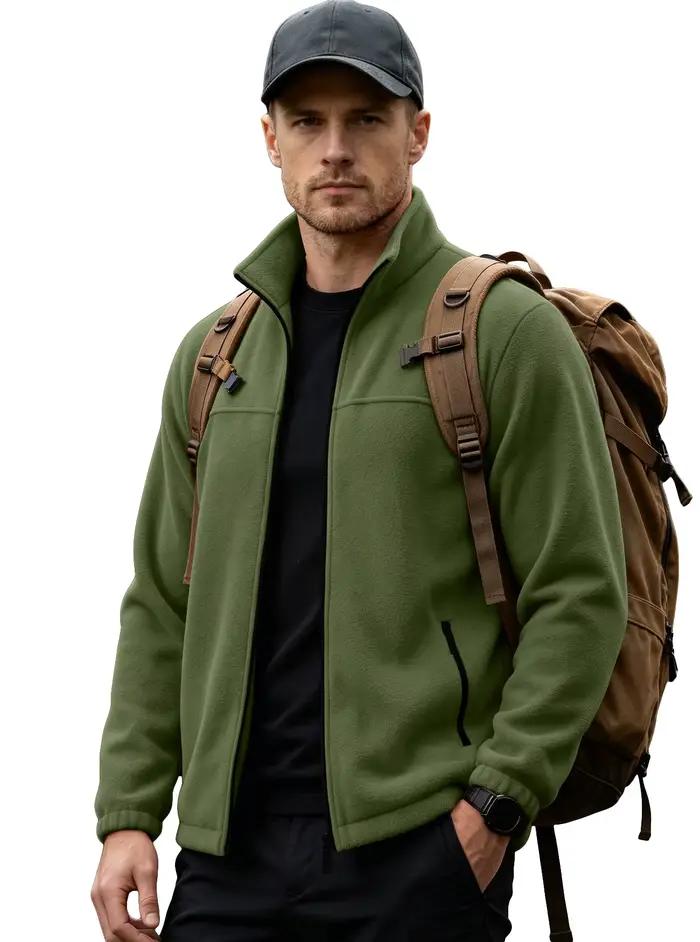Veste polaire pour hommes, nouvelle collection automne-hiver 2026, fermeture éclair, col montant, manteau chaud pour sports de plein air, style américain décontracté