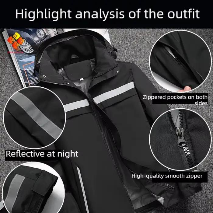 Coupe-vent imperméable et résistant à l'abrasion, veste à capuche réfléchissante légère pour le travail en plein air