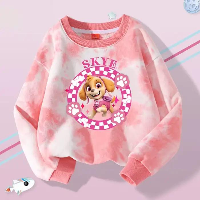 PAW Patrol Enfant Sweat-shirt à manches longues Dessin animé Chase Skye Imprimé Tie-Dye Pull Garçons Filles Hiver Décontracté Col rond Hauts Cadeaux