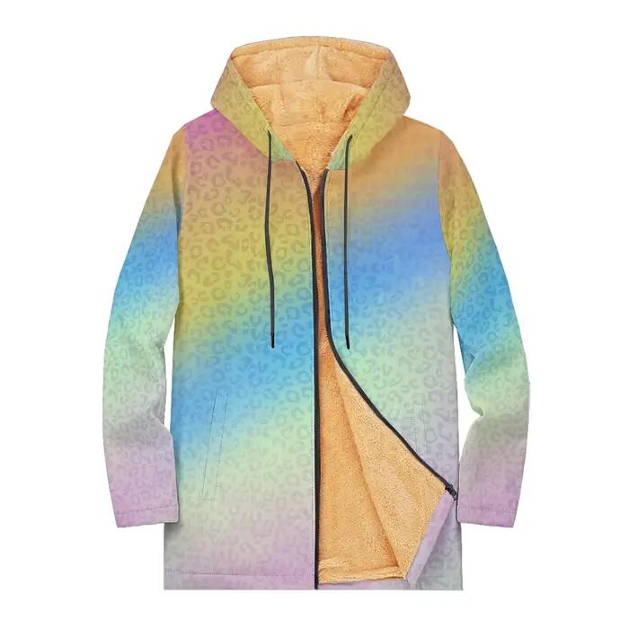 Veste à capuche dégradée multicolore imprimé léopard