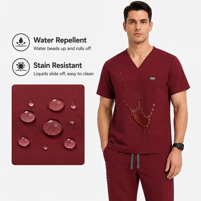 Tenue Médicale Homme Bordeaux : T-shirt et Pantalon Souples