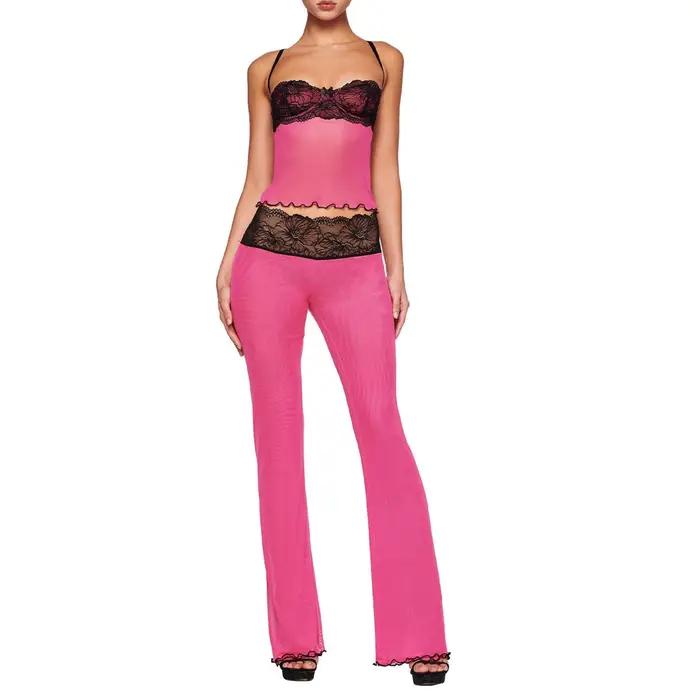 Gaono – ensemble pyjama transparent Y2k pour femmes